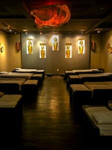 Best massage in Rancho San Diego - Happy Head community massage room interior