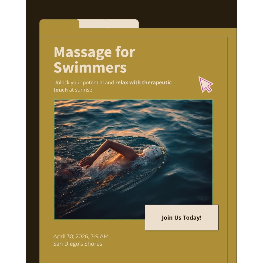 Massage for swimmers in San Diego — open water freestyle at sunrise