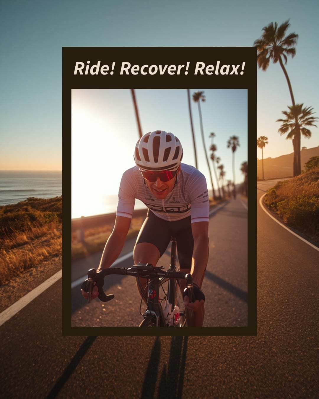 Massage for cyclists in San Diego — road cyclist riding the San Diego coastline at golden hour