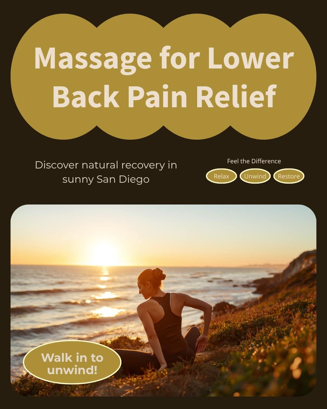 Massage for lower back pain in San Diego — outdoor active recovery scene