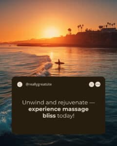 Massage for surfers in San Diego — silhouette of a surfer with a longboard wading into a glassy Pacific sunset
