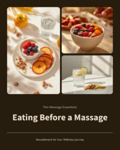 Light healthy snack and a glass of water — eating before a massage