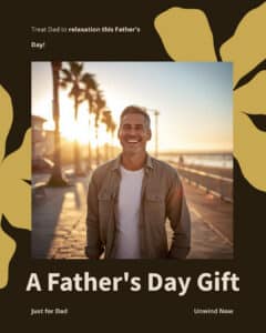 Relaxed father at a sunny San Diego boardwalk — Father's Day massage in San Diego gift from Happy Head