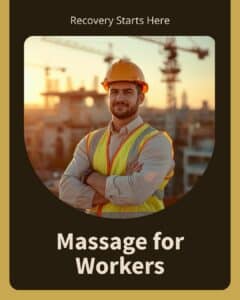 Massage for construction workers in San Diego — worker in hard hat and safety vest at a job site