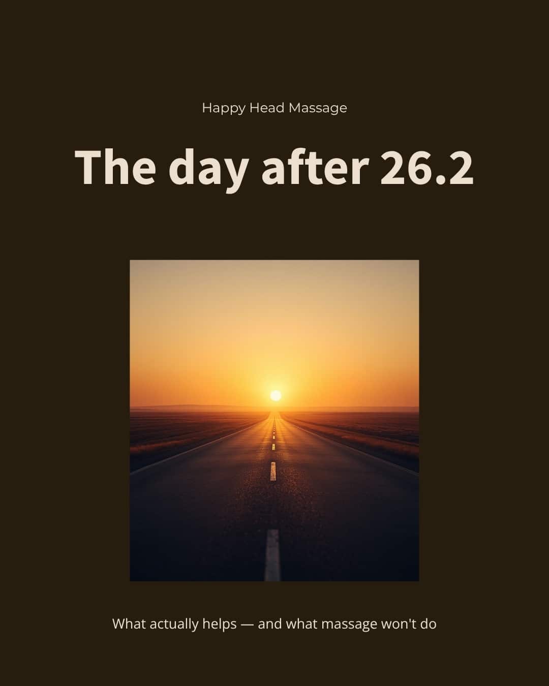 Empty road stretching to the horizon at golden hour, illustrating recovery the day after a marathon