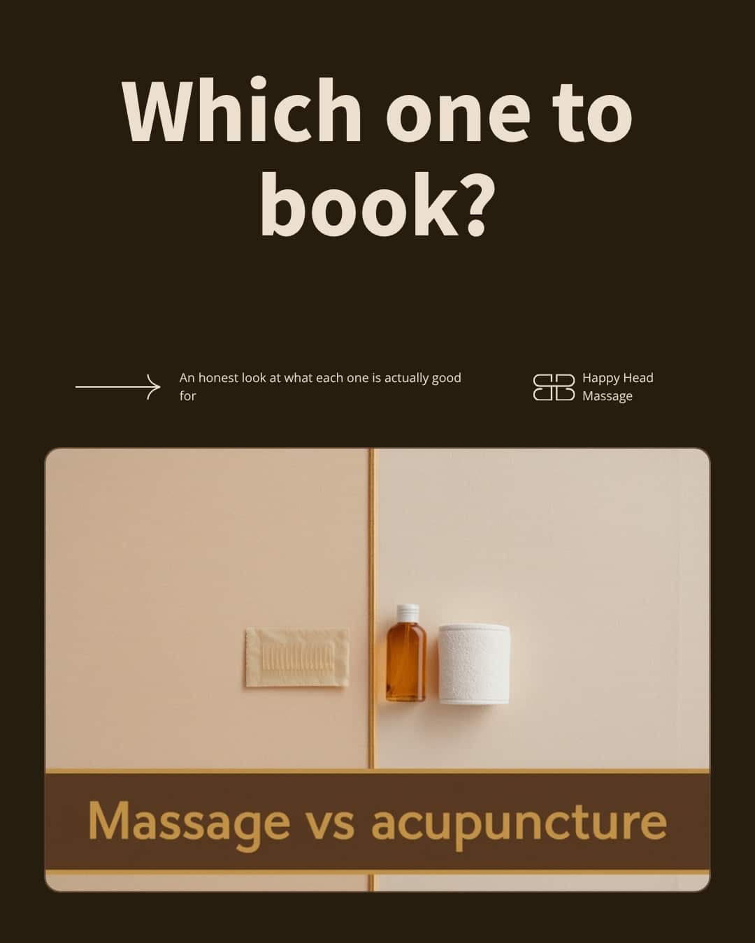 Massage vs acupuncture: fine acupuncture needles beside massage oil and a towel