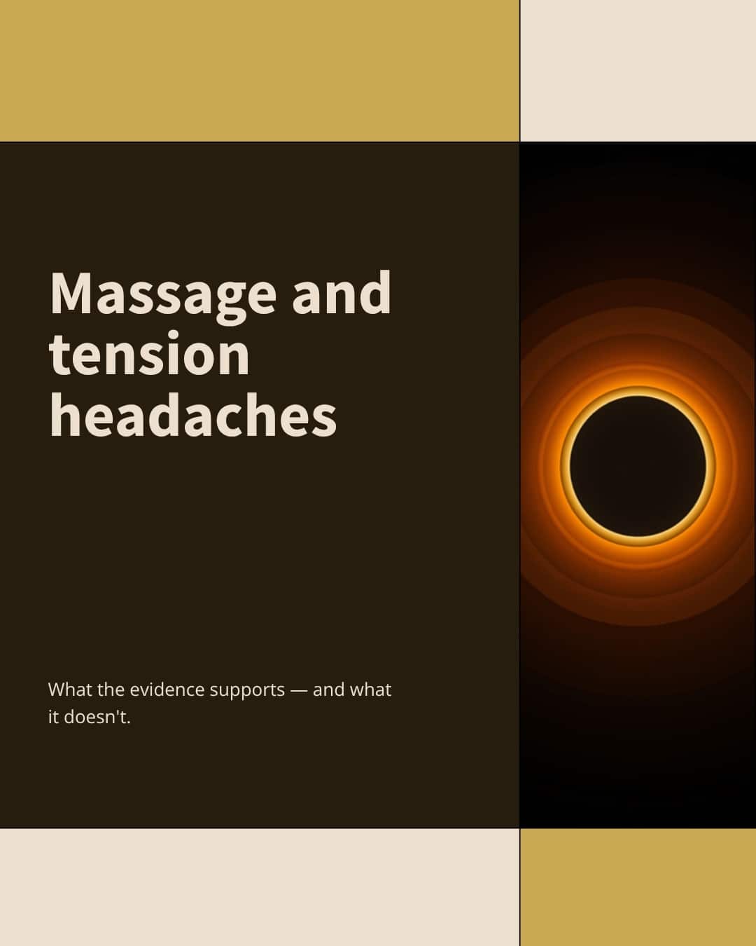 Concentric amber rings radiating from a point of light, illustrating tension headaches easing