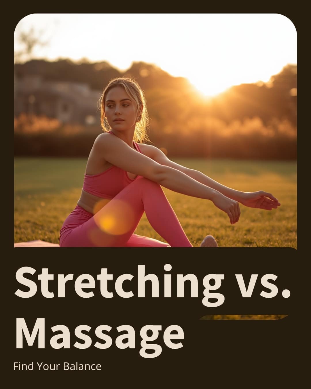 Person stretching outdoors at golden hour, illustrating stretching vs massage