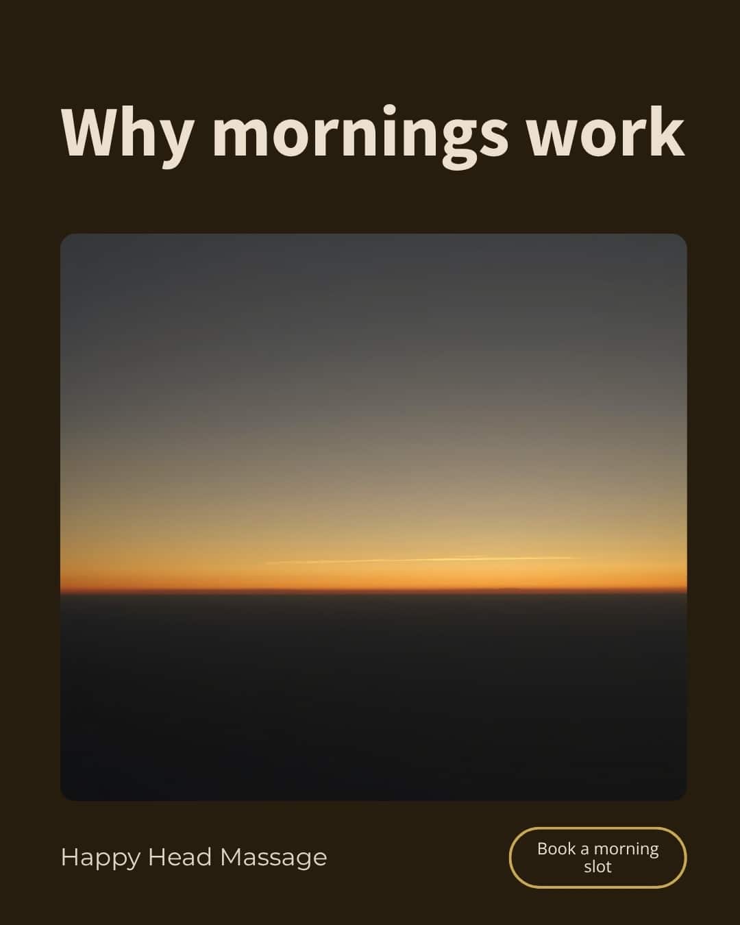 Warm amber sunrise over a calm horizon, illustrating the benefits of a morning massage