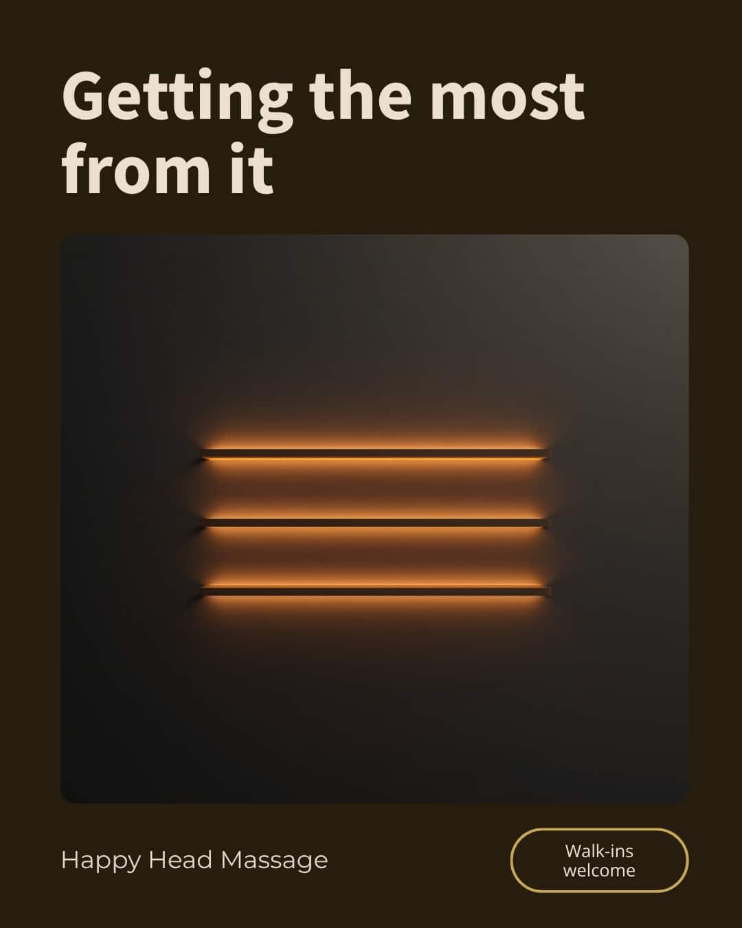 Three glowing amber lines like a checklist, illustrating tips for getting the most from a massage