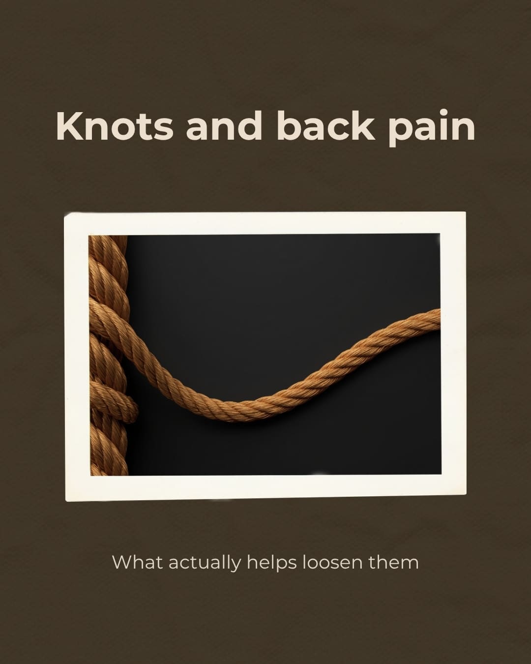 Knotted rope loosening into a smooth curve, illustrating muscle knots and back tension easing