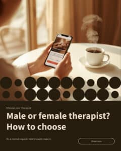 Booking a massage appointment on a phone — choosing a male or female massage therapist at Happy Head in San Diego